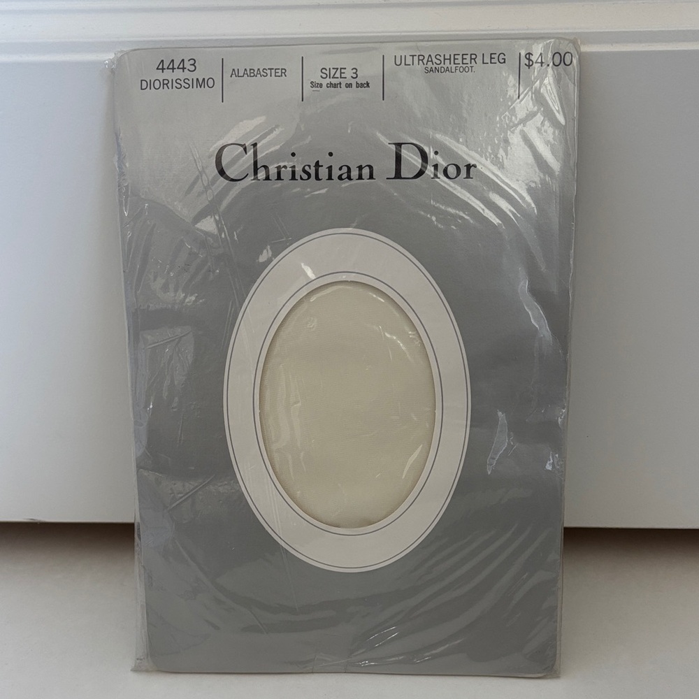 Vintage Christian Dior Pantyhose Alabaster 4443 Ultrasheer Sandle Foot‎ Size 3